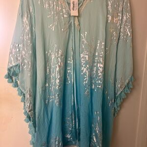 Elegant Aqua and Silver Women's Tunic